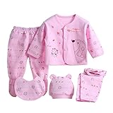 Brightup 5 Neugeborenes Baby Baumwollt Shirt + Hosen + Hut Jungen Mädchen S