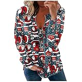 Eaylis Weihnachtspullover Damen Rundhals Pullover Sweatshirt Langarm Weihnachtspulli Lustig Jumper Christmas Shirt Oberteile Loose Kapuzenpullover Sweatshirt Teenager Mädchen Basics Pullover Top