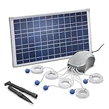 Solar Teichbelüfter 25W Solarmodul 5 x 120l/h Luftleistung 600l/h gesamt Gartenteich Sauerstoffpumpe esotec pro Komplettset 101076