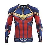 Avengers 4 Marvel Captain T-Shirt Langärmeliges, Eng Anliegendes T-Shirt Mit Marvel-Print Marvel Captain-XXXXL
