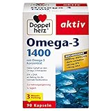 Doppelherz Omega-3 1400 mg – Hochdosiertes Omega-3-Konzentrat plus Vitamin E – Hoher Gehalt an Omega-3-Fettsäuren – 90 Kap