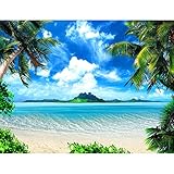 Fototapete Strand und Meer 352 x 250 cm Vlies Tapeten Wandtapete XXL Moderne Wanddeko Wohnzimmer Schlafzimmer Büro Flur Grün Blau 9004011