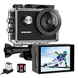 Apexcam Pro Action Cam 4K 60fps WiFi 20MP Unterwasserkamera 40M Wasserdicht 8xZoom EIS 170° Weitwinkel IPS-Panel(2.4G Fernbedienung,Externes Mikrofon,2x1350mAh Akkus und andere Zubehör)
