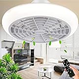 Deckenventilator Mit Beleuchtung LED Licht Einstellbare Windgeschwindigkeit Dimmbar Mit Fernbedienung Moderne LED Deckenleuchte Für Schlafzimmer Wohnzimmer Esszimmer Weiß