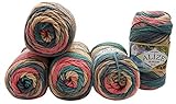 5 x 100 Gramm Alize Burcum Batik Wolle mehrfarbig mit Farbverlauf, 500 Gramm Strickwolle (grau beige lachs grün 7399)