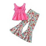 HuiSiFang Baby 2pcs ärmellose Oberteile Shirt Tops + Floral Schlaghose Kinderkleidung Outfits für Kinder Frühling Mode Valentinstag S