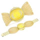 Armbanduhr, Feste Legierung Damenuhr für Hochzeitsfeier für Dating Gathering(Gold)