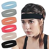LaCourbe 6 Stück Sport Stirnband für Damen, Schweißabsorbierendes Schweißband für Fitness, Training, Laufen, Radfahren, Yoga, Basketball, Fußball, T