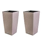 PAFEN 2in1 Gartenset Pflanzkübel Rattan-Optik Blumentopf inkl. Einsatz 11L Pflanzenbehälter Kunststoff 4 Farben 26x26cm (Mocca)