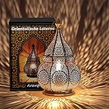 Aranp Orientalische Lampe Gold 36cm für Kerzen, Lampen E27 Fassung und LED Lichterketten | Innen und Außen Deko | Marokkanische Laterne | Arabisches Windlicht Wetterfest als G
