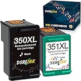 DOREINK 350 351XL Wiederaufbereitet Tintenpatrone Kompatibe für HP 350XL 351XL für HP Deskjet D4260 D4360,Officejet J5780 J6410,Photosmart C4280 C4340 C4380 C4480 C4580 C5180 C5280 D5360 Schwarz Farb