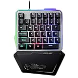 UrChoiceLtd G40 Einhand-USB-Gaming-Tastatur, verkabelt, 35 Tasten, Regenbogen-LED-Hintergrundbeleuchtung, tragbare Mini-Gaming-Einhandtastatur, ergonomisches Design mit Handballenauflage (schwarz)