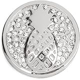 styleBREAKER Kleiner runder Magnet Schmuck Anhänger mit Strass besetzter Ananas für Schals, Tücher oder Ponchos, Brosche, Damen 05050060, Farbe:Silb