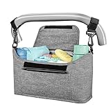 Yoofoss Kinderwagen Organizer Kinderwagentasche Multifunktionale und Praktische Aufbewahrungstasche Buggy Organizer Wickeltasche 33x11x17cm-hellg