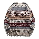 YINGXIONG Orweger Pullover Damen Strickpullover Elegant Vintage Rundhals Sweater Herbst Winter Langarm Pullis Oversized Strickpullis Lockere Winterpulli Weihnachtspullover für F