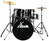 XDrum Rookie 20' Studio Schlagzeug Komplettset Black - Ideal für Einsteiger - Stylische Hardware in schwarz - Inkl. Drumsticks, Aufbauanleitung und Schlagzeugschule - Schw