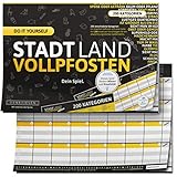 DENKRIESEN - Stadt Land VOLLPFOSTEN® - DO IT Yourself-Edition | Reisespiel | Familienspiel | Wichtelgeschenk Partyspiel | Stadt Land Fluss | Spielblock