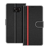 COODIO Handyhülle für Samsung Galaxy S7 Handy Hülle, Samsung Galaxy S7 Hülle Leder Handytasche für Samsung Galaxy S7 Klapphülle Tasche, Schwarz/R