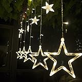 SALCAR Lichterkette mit LED Kugel 12 Sterne 138 Leuchtioden Lichtervorhang 8 Modi Innen & Außenlichterkette Wasserdicht Dekoration für W