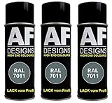 Alex Flittner Designs 3X RAL Lackspray Autolack Buntlack Spraydose RAL7011 EISENGRAU