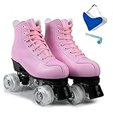 Rollschuhe Mädchen PU Leder High-top Rollschuhe 4 Rad Skates Perfekt Indoor Outdoor Erwachsene Rollschuhe für Frauen Jungen Mädchen Teenager und Anfänger mit S