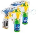 infactory Seifenblasen-Pistole: 2er-Set Seifenblasenpistolen mit LEDs je inkl. 2X Seifenblasenlösung (Seifenblasen-Pistole Kinder)