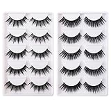 Falsche Wimpern, 10 Paar Faux Wispy Fluffy Nerzwimpern, Natürliche Wiederverwendbare Gefälschte Wimpern für das Tägliche Make-up, Dating, Party, Hochzeiten (013+F850)