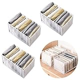Schubladen-Organizer, 3 Stück Faltbare Mesh-Aufbewahrungsbox, Unterwäsche-Organizer für BH Socken Krawatten Schals Jeans 7 Fächer (Weiß)