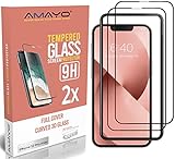 Amayo Handy Schutzfolie - 2x Stück 9H Full Screen Panzerglas - Kompatibel mit iPhone 12 Pro Max (6,7') - Unzerbrechlich Kratzfest Blasenfrei Panzerfolie Schutzglas Displayschutzfolie + Montage R