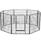display4top Welpenauslauf,Welpenlaufstall Freilaufgehege Hundelaufstall Tierlaufstall Hunde,mit Tür laufstall Für Hund, Katze, Welpe, Kaninchen,6 Paneelen, Schwarz (60 cm x 80 cm)