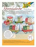 folia 9394 - Adventskalender Weihnachtszug, 60 teiliges Bastelset mit vorgestanzter Eisenbahn und 24 Geschenkpäckchen zum Zusammenstecken, ideal für kleine Geschenk