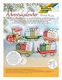 folia 9394 - Adventskalender Weihnachtszug, 60 teiliges Bastelset mit vorgestanzter Eisenbahn und 24 Geschenkpäckchen zum Zusammenstecken, ideal für kleine Geschenk