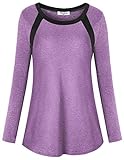 Bobolink Damen Langarm Workout Tops Cool Dri Fit Yoga Running T Shirts - Violett - Groß
