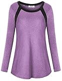 Bobolink Damen Langarm Workout Tops Cool Dri Fit Yoga Running T Shirts - Violett - Groß