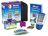 Swiss Point Of Care Mission 3 in 1 Starterpack | Set mit 1 Mission Cholesterin Messgerät, 5 Cholesterin Teststreifen, 5 Kapillarröhrchen, 5 Punktierhilfen | Cholesterinmessung ganz einfach zu H