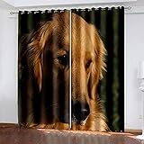 DRFQSK Blickdichte Vorhänge ​Wohnzimmer Blickdicht Gardinen Verdunkelungsvorhang Schlafzimmer Kinderzimmer Thermovorhang Digitaldruck 3D Modetier Gelber Hund Ösenschal 2 Er Set 230 X 117 cm（H X B