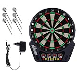 Elektronisch Dartscheibe Dartpfeile, Elektronische Dartboard mit 4 LED Beleuchteten Ziffern Dartscheibe mit 6 Sanft und 24 Pfeilkopf Dart Scheibe mit Ladeadapter Geeignet für Partys Spieleab