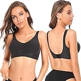 YADIFEN 2er-Pack Damen Klassische BH für Kleine Brüste, Bequeme Nahtlose Täglich Bralette, Push-up Sport Bustier mit Herausnehmbaren Polstern, Schwarz-XL