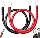 GZjiyu 2 Stück Batteriekabel 6AWG, 14mm² 70cm Massekabel mit Ringösen für Autobatterie Kabel Kupfer Stromkabel Motorrad Fahrzeug Solar Schiffs (Schwarz Rot)