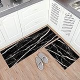 ORIJOYNA Küchenmatten mit Marmoriermuster, weich, rutschfest, gepolstert, gegen Ermüdung, für Küche, Bad, Waschküche, Büro, 45,7 x 119,4 cm und 45,7 x 76,2 cm, 2 Stück