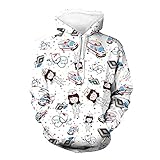 HUGS IDEA Lässige Hoodies Cartoon Krankenschwester Lustige Polka Dot Krankenschwester Muster Pullover Weich Bequem Lange Ärmel Sweatshirts Freizeit Täglich Tragen L