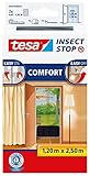 tesa Insect Stop COMFORT Fliegengitter für Türen - Insektenschutz Tür mit Klettband - Fliegen Netz ohne Bohren, anthrazit ( 2 x 65 cm )120 cm x 250