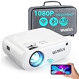 WiFi Bluetooth Beamer, WiMiUS 7000 L Mini Beamer Full HD Heimkino Projektor Support 1080P Video Projektor, 300' Display, 50% Zoom, 90000 Stunden LED