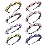 Hpory Haarband Kopfschmuck Elastische Haargummis 8PCS Mädchenkopfbedeckungen, Süße blumengeflochtene H