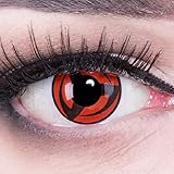 Meralens 1 Paar Farbige Anime Sharingan Kontaktlinsen Kakashi Naruto in rot schwarz perfekt zu Manga Hereos of Cosplay, Halloween mit gratis Kontaktlinsenbehälter rote 12 Monatslinsen ohne Stärk