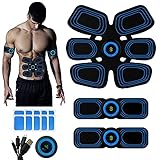 YUGN® Vitality EMS Muskelstimulator Bauchtrainer Bauchmuskeltrainer mit Display - USB wiederaufladbar- 10 Gel Pads, kostenloses eBook - EMS Trainingsgerät für Damen und H