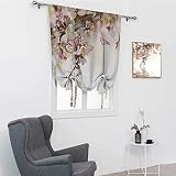 GugeABC Moderne Verdunkelungsvorhänge, natürliches Blumenmuster, japanischer Stil, Garten, Kirschblüte, Sakura, Baum, Schmetterling, Naturstangen, Taschenschirm, Pastellrosa, Gelb, 106,7 x 182,9