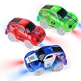 Funkprofi Spielzeugautos für Kinder ab 2 Jahre alt, 3 Pack Kinderspielzeug Auto Track Cars mit 5 LED Lichter Rennauto Rennwagen Leuchtender Elektrischer Eisenbahnwagen ( Blau, Rot, Grün)