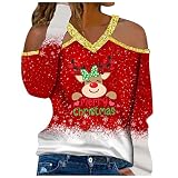 XTBFOOJ Weihnachten Bluse Kurzarm Damen kuschelpulli rosa Regenjacke Damen Pullover Oversize Damen Baumwolle Trachtenbluse Damen bunter Pullover Damen hellblaue Bluse weisses top
