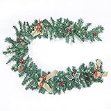 Colorful Weihnachten LED Rattan TannenzapfenBlatt Lichterkette, Künstliche Blume Rebe Ranz Neujahr 2022. Garland für Weihnachtsbaum Treppe Geländer Hochzeit Decora - 180CM (Enthält Lichter, 1.8x0.25m)